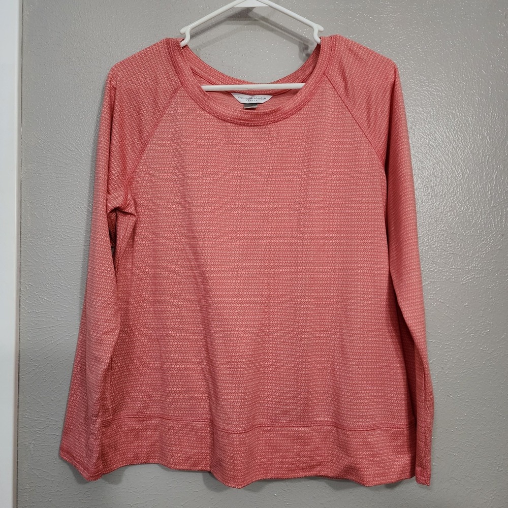 Christopher & Banks Womens Peach Long Sleeve Athleisure Shirt Size Petite Medium